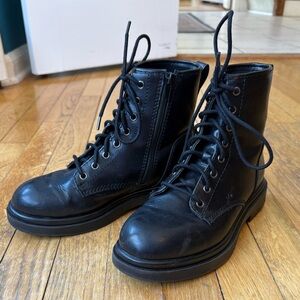 Madden Girl Palooma Black Lace-Up Combat Boots with Side Zip